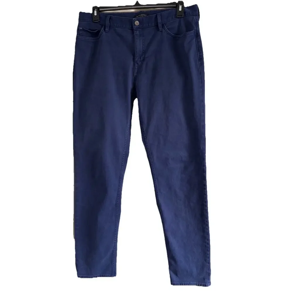 Banana Republic Men's Traveler Navy Blue Slim Fit Jeans Size 36x34 Fit 36x33
